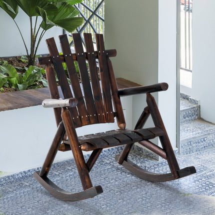 Scaun balansoar cu cotiera, rezistent la intemperii, lemn masiv carbonizat, 97 X 69 X 93 cm