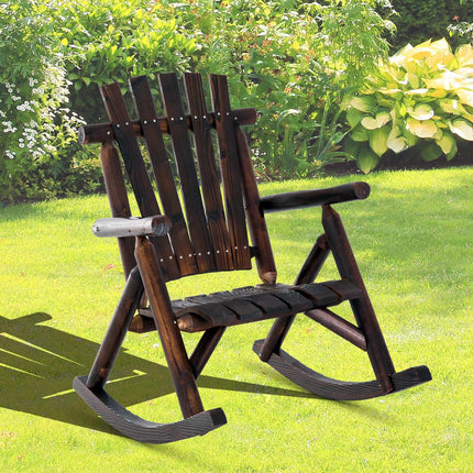 Scaun balansoar cu cotiera, rezistent la intemperii, lemn masiv carbonizat, 97 X 69 X 93 cm
