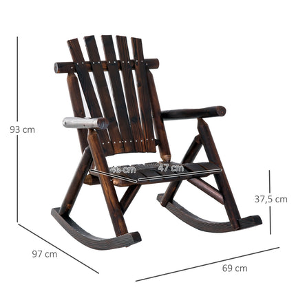 Scaun balansoar cu cotiera, rezistent la intemperii, lemn masiv carbonizat, 97 X 69 X 93 cm