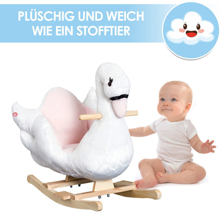 Cal balansoar Pentru Copii Roz + Alb Jucărie cu animale balansoar pentru camera copiilor 60 X 32 X 55 Cm