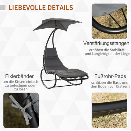 balansoar balansoar balansoar sezlong de relaxare cu acoperis gradina balcon birou gri inchis 185 x 100 x 190 cm