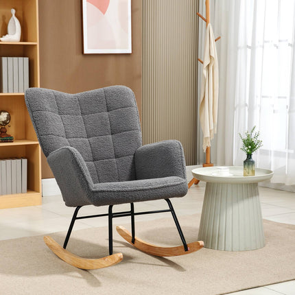 Rocking Accent Chair, dark gray berber fleece, 71x92x101 cm