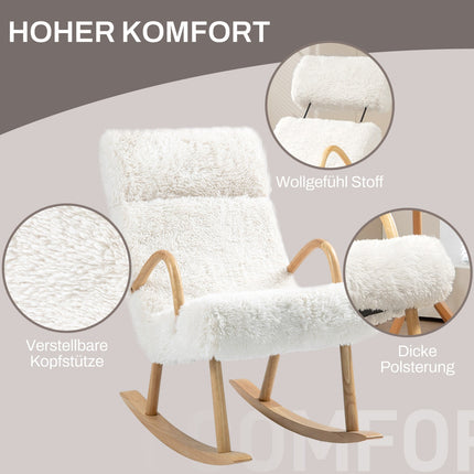 White wool-look nursery rocking chair, 120 kg Capacity