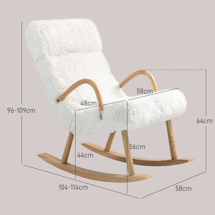 White wool-look nursery rocking chair, 120 kg Capacity