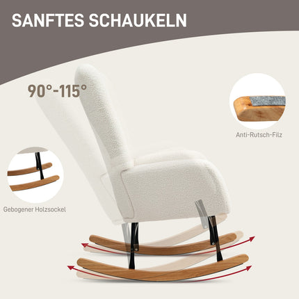 Creamy white rocking chair with armrests & cushion