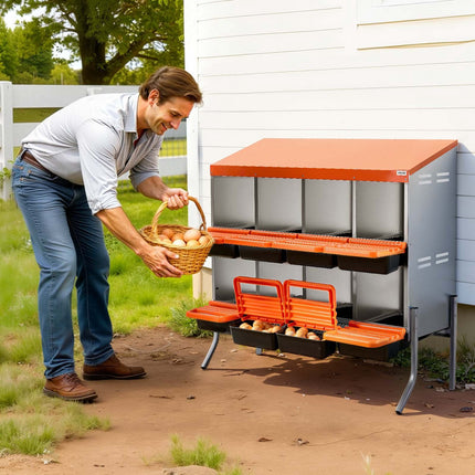 Roll Away Chicken Nesting Box, 8 Compartments With Legs