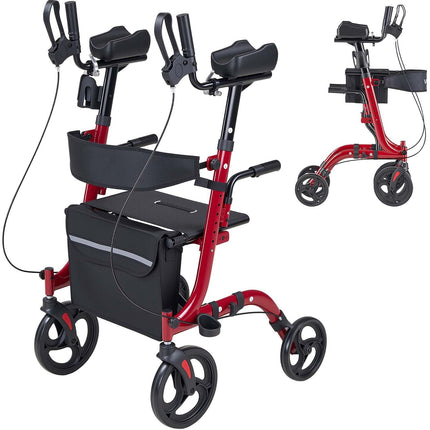 Rollator Walker With Seat, Foldable Aluminum, 300 lb