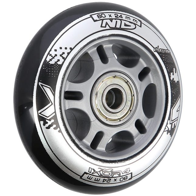Roți pentru patine cu rotile 80x24mm negre, set de rulmenți ABEC-9