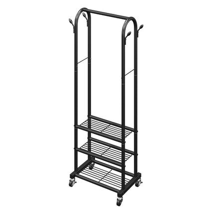Rolling Clothes Rack – Hanging Rod, 3 Shelves, 45 kg