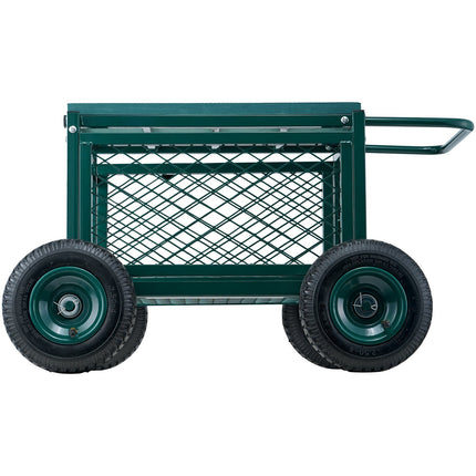 Rolling Garden Cart with Seat, 400 lb, Storage Basket