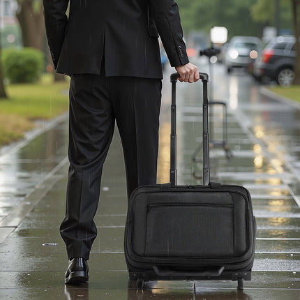 Rolling Laptop Bag 15.6 Inch, Wheeled, Water-Repellent, Black