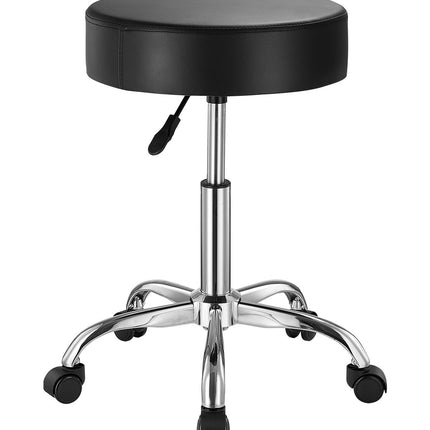 Rolling Stool With Wheels, 450 lb, Adjustable PU Leather