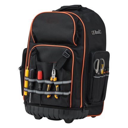 Rolling Tool Backpack With Wheels, 72 Pockets, 110 lb