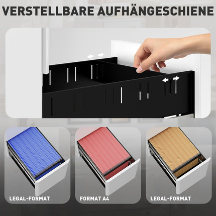 Container rulant, dulap mobil cu 3 sertare, dulap de birou încuiat, îngust cu corp pre-asamblat, cu excepția roților pentru A4, legal, letter, oțel, 30 x 45 x 59 cm alb |