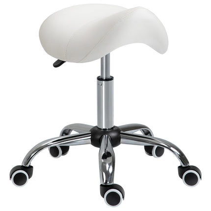 Scaun rulant, reglabil pe inaltime, taburet, taburet de lucru, captusit, alb
