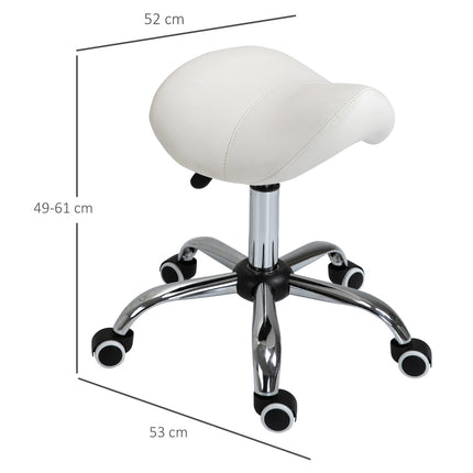 Scaun rulant, reglabil pe inaltime, taburet, taburet de lucru, captusit, alb