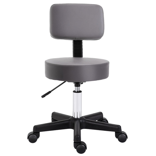 Height-adjustable rotating stool in gray artificial leather