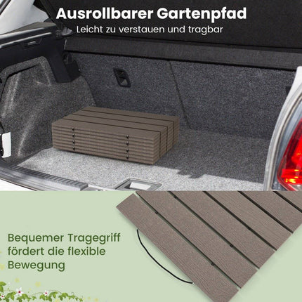 Alee de rulare din HDPE I 242 cm I Latime 43 cm I Rezistenta la intemperii I Alee de gradina rulanta pentru gradina de nunta gri