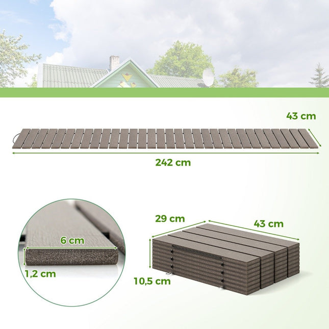 Alee de rulare din HDPE I 242 cm I Latime 43 cm I Rezistenta la intemperii I Alee de gradina rulanta pentru gradina de nunta gri