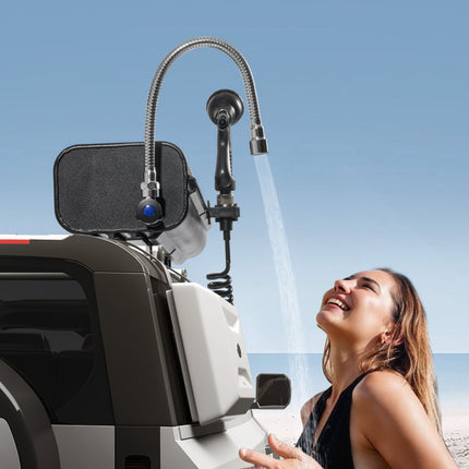 Roof Rack Water Tank, 4 Gal, Pressurized Aluminum, 4 m Hose, Black