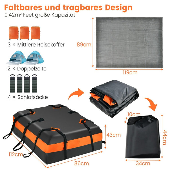 Roof luggage bag for all vehicles Roof box with 450 L capacity