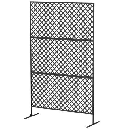 Despărțitor de cameră 3 părți 122 x 198 cm Ecran de sine stătător în grilă, despărțitor Ecran de intimitate din 3 piese din oțel, separator de cameră exterioară Paravan de protecție pentru grădină, balcon, terasă, negru Aosom