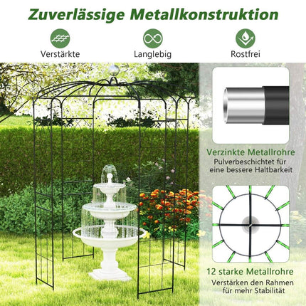 Rose arch metal rose pavilion garden arch for climbing plants archway garden 206 x 206 x 286 cm black