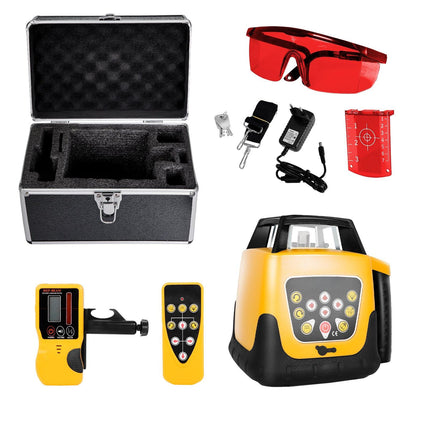 Rotary Laser Level Kit, Red Beam, 300m Self-Leveling