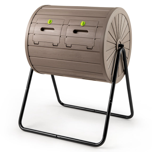Recipient rotativ pentru compost, cameră dublă de 142 l, uși cu încuietoare