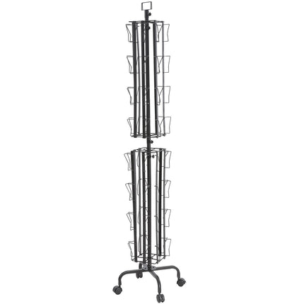 Rotating Greeting Card Display Rack, 32 Pockets, Wheels