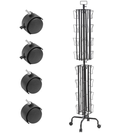 Rotating Greeting Card Display Rack, 32 Pockets, Wheels