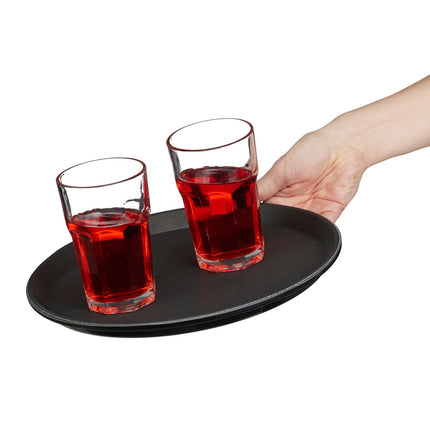 Set tăvi rotunde negre pentru servire, antiderapante, Ø28cm, pachet de 3