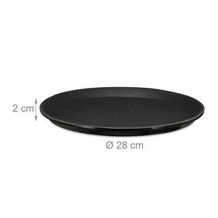 Set tăvi rotunde negre pentru servire, antiderapante, Ø28cm, pachet de 3