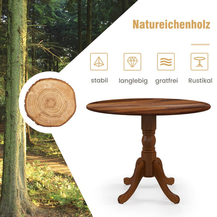 Masă rotundă, 100 cm, lemn de cauciuc, 4 locuri, nuc