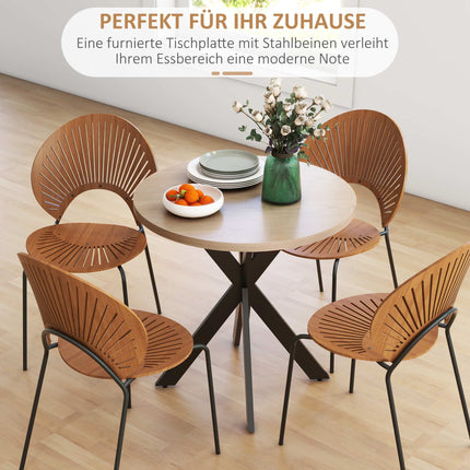 Masă rotundă, 75 cm, 2-4 locuri, MDF maro