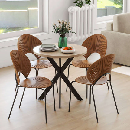 Masă rotundă, 75 cm, 2-4 locuri, MDF maro