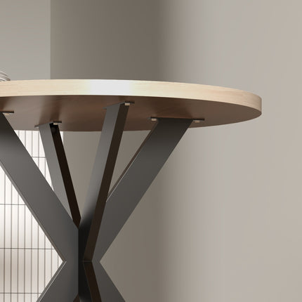 Masă rotundă, 75 cm, 2-4 locuri, MDF maro