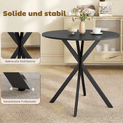 Masă rotundă, aspect lemn, 80 cm, picioare reglabile