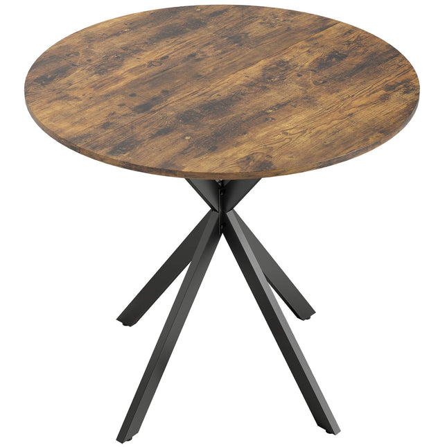 Masă rotundă, suprafață cu aspect de lemn, 80 cm, picioare reglabile