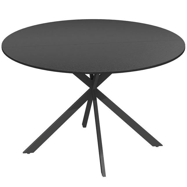 Masă rotundă, suprafață cu aspect de lemn, 4 locuri, 120 cm