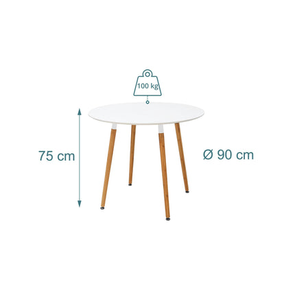 Masă rotundă cu picioare din bambus – 4 locuri