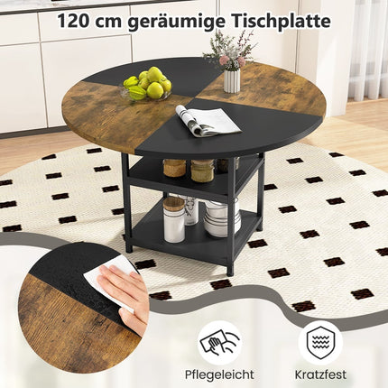 Masă rotundă cu spațiu de depozitare, 120 cm, cadru metalic