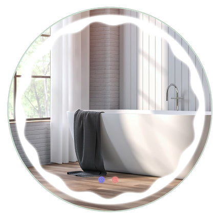 Oglindă rotundă pentru baie cu LED, 60 cm, anti-aburire, reglabilă intensitatea luminii