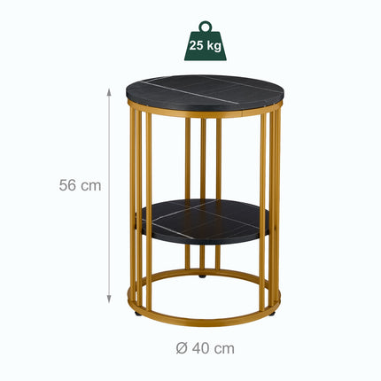 Masa laterala rotunda cu aspect de marmura cu 2 nivele