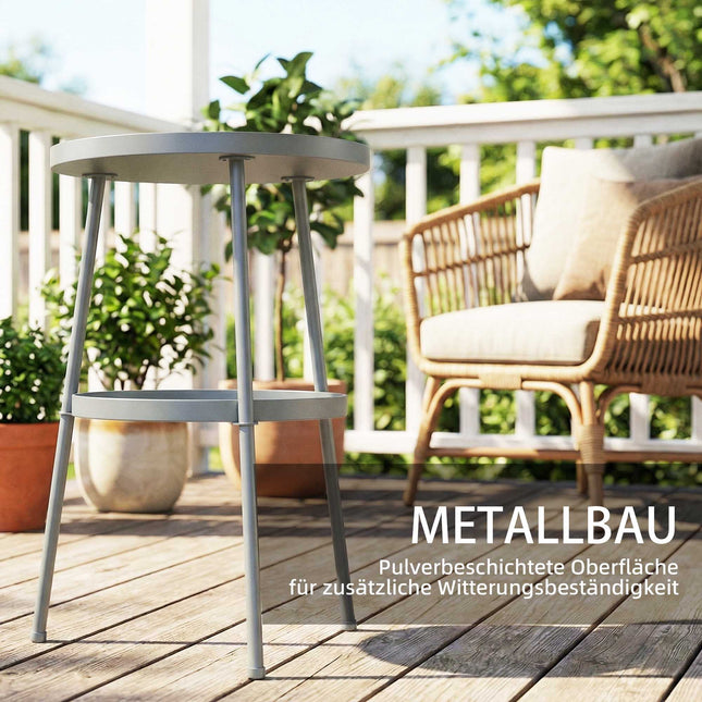 Masă laterală rotundă din metal pentru exterior, 36 cm, gri închis