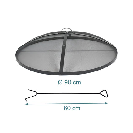 Apărătoare rotundă metalică antiscântei pentru gropi de foc cu poker, 90 cm