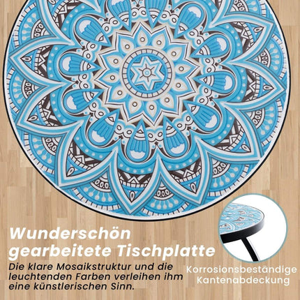 Masuta Rotunda Mozaic - 35x55 cm, Albastru/Negru