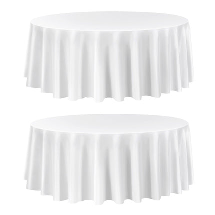 Round Polyester Tablecloths, 120 Inch, 2 Pack, White