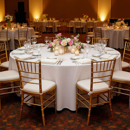 Round Polyester Tablecloths, 120 Inch, 2 Pack, White