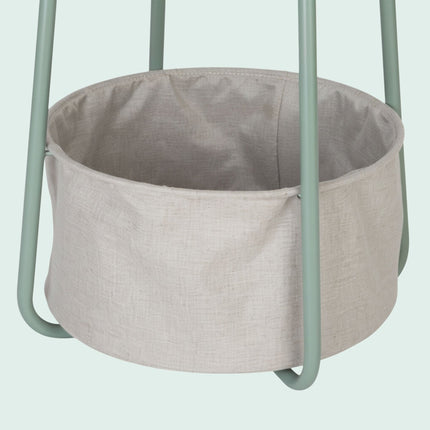 Masă laterală rotundă cu coș de depozitare din material textil